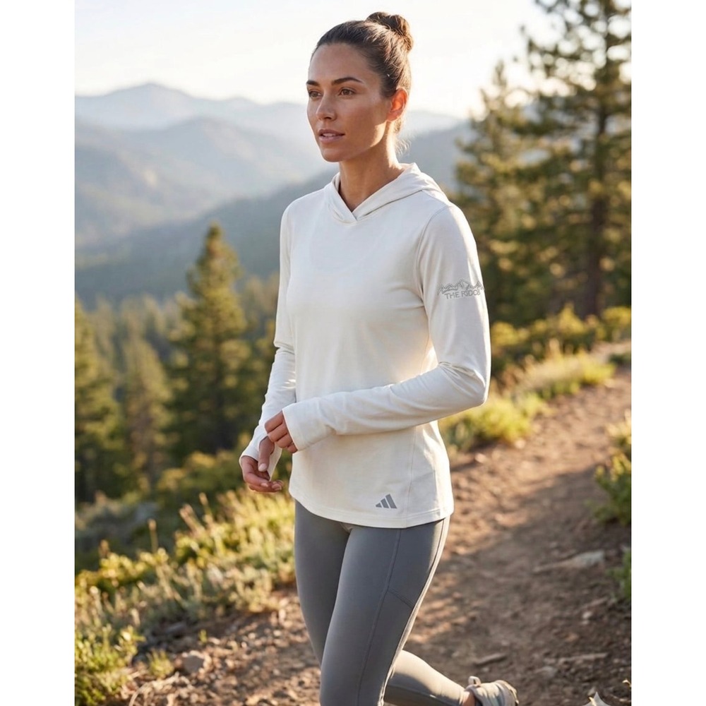 Adidas Womens The Ridge Hooded Performance Long Sleeve Top White Small